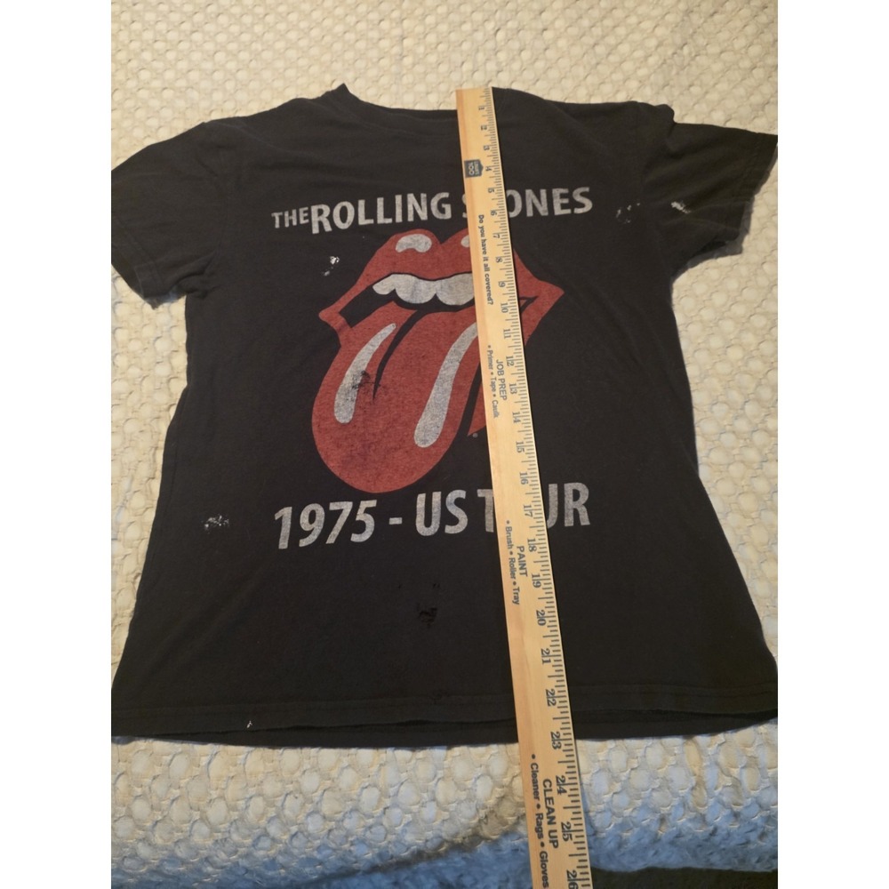 The Rolling Stones Graphic T-Shirt Mens Small Black Fair 1975 US Tour Distressed - Picture 5 of 10